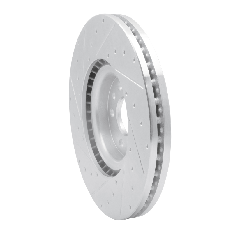 Jaguar E-Pace Brake Rotor (1) - Front Right - R1 Concepts - Drilled & Slotted - Silver - `18-`20